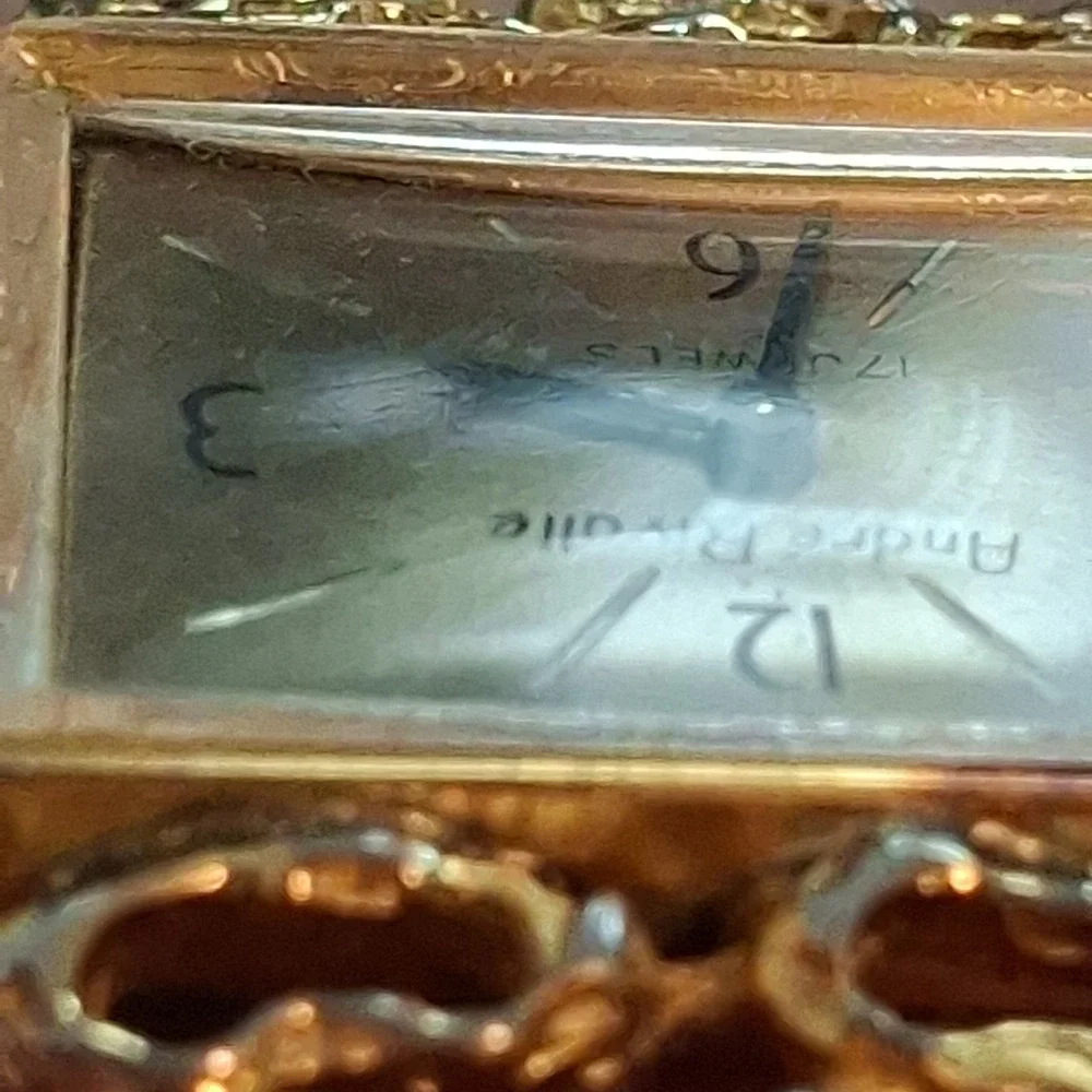 Andre Rivalle Womens Goldtone 17 Jewel Manual Wind-Up Swiss Watch. Tested, Works